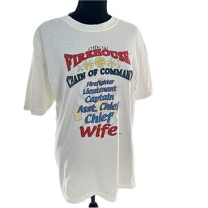 Gildan Ultra Cotton "Firehouse Chain of Command" White T-Shirt Size Medium